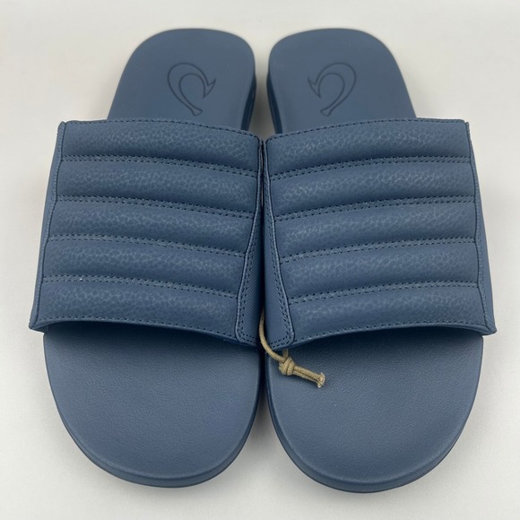 OluKai Maha Olu Slide Sandals Men Size 9 Moonlit Ocean Blue 10517-7E7E NEW - Picture 3 of 6